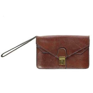 Brown Vintage Clutch Wristlet Handbag Purse Genuine Leather Handmade